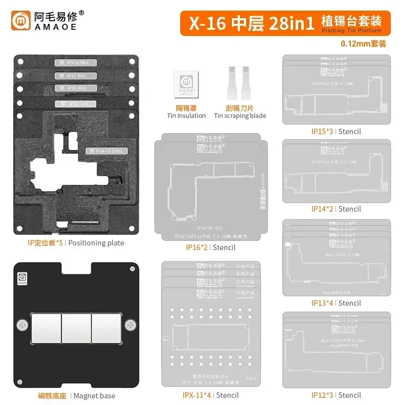 Power Tools Station - AMAOE IPX-16 28IN 1 наборы трафаретов
